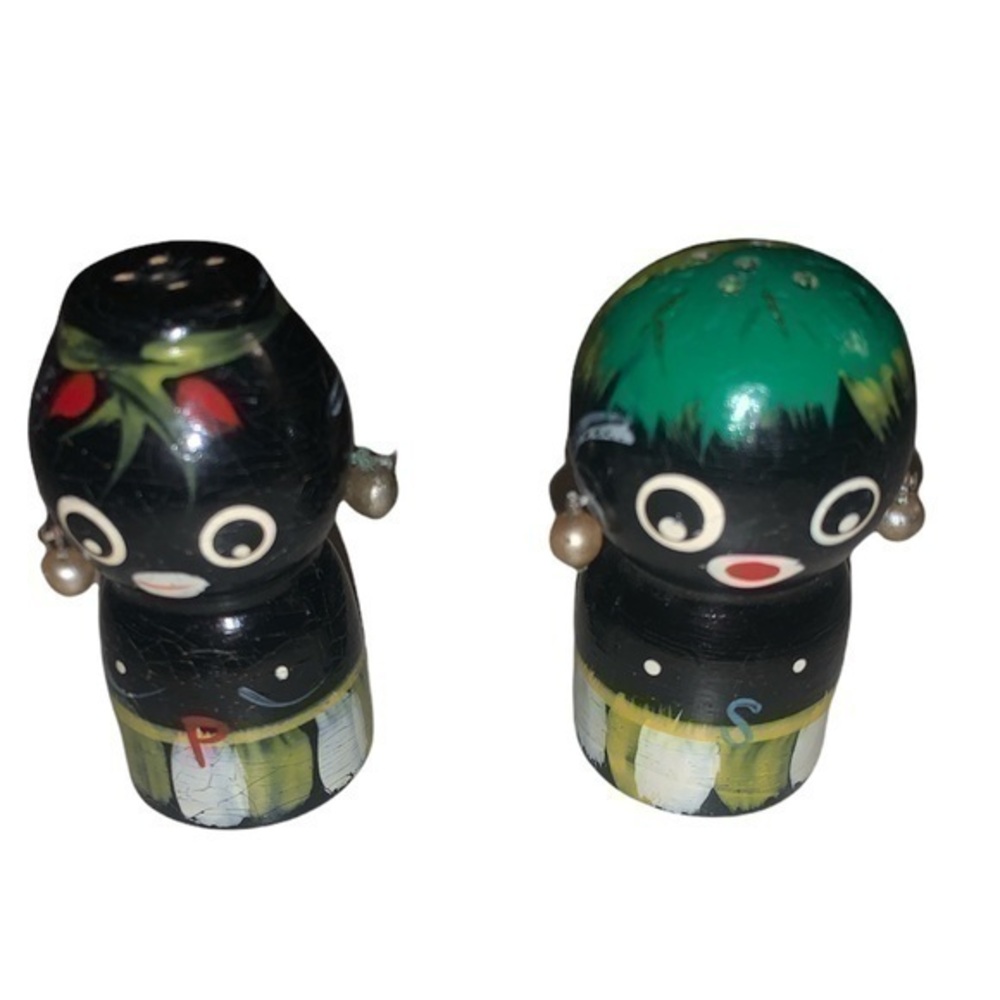Vintage tiki salt and pepper shakers